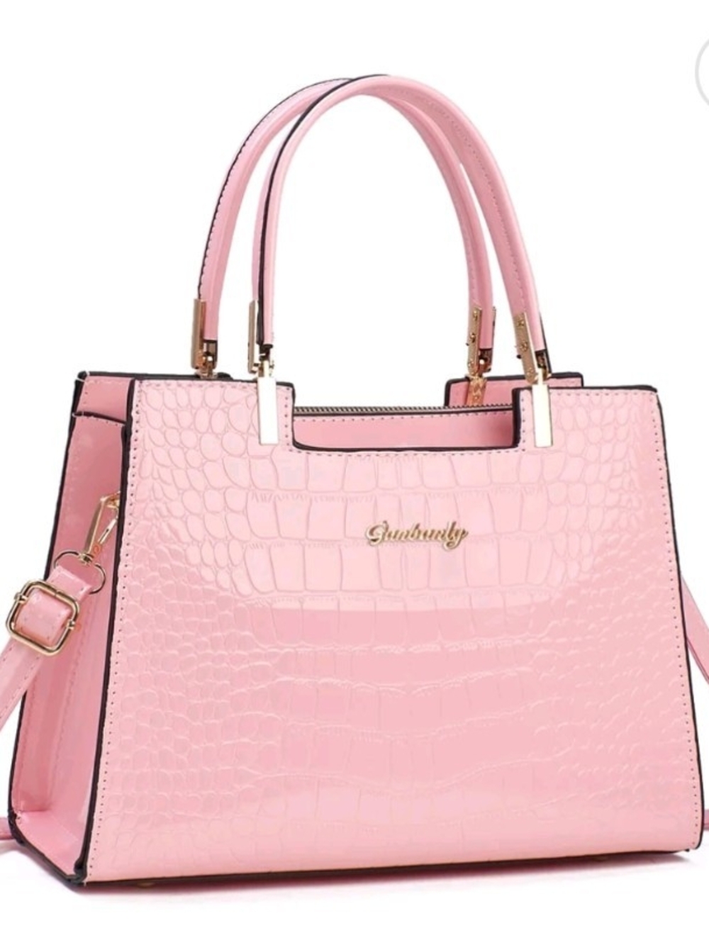 Chic Pink Croc-Embossed Tote Bag by Abrand